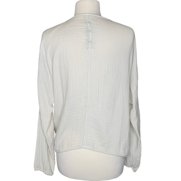 Raquel Allegra White Slubed Cotton Size 1 Women’s Oversized Boho Pullover Top - Picture 3 of 8